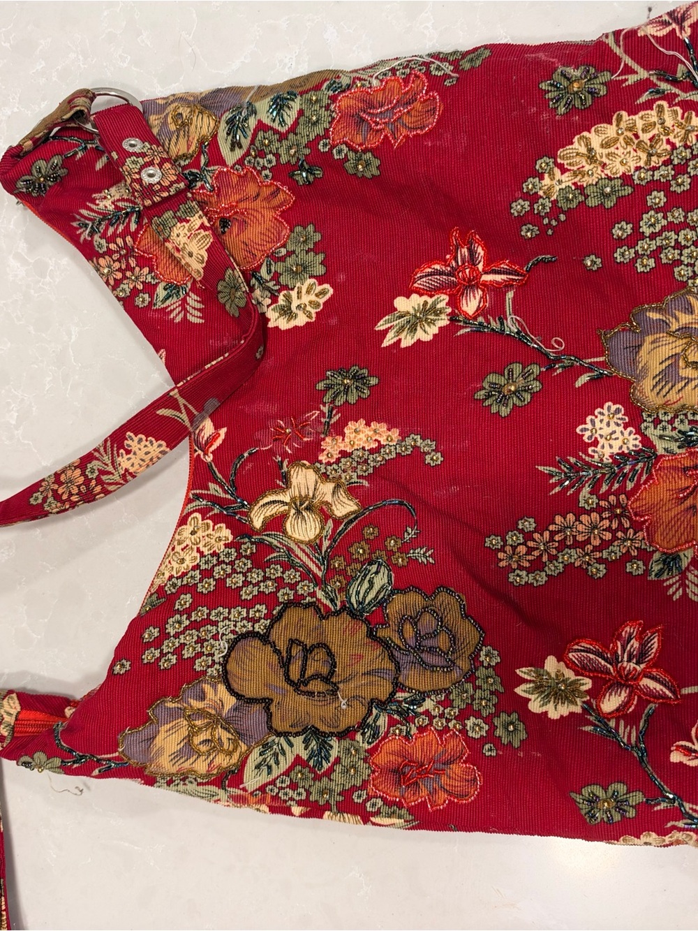 Beaded Floral Shoulder Bag